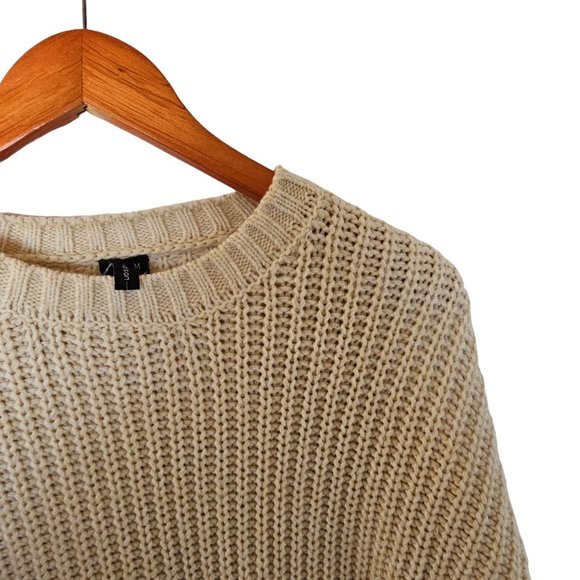 Moon and Madison Chunky Knit Polka Dot Balloon Sleeved‎ Ivory Sweater M Medium - Picture 8 of 10